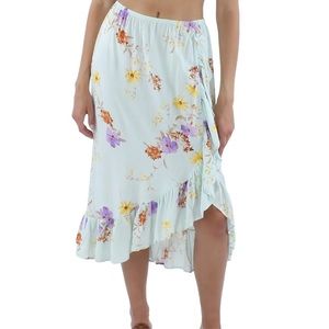 Ruffled, floral midi skirt